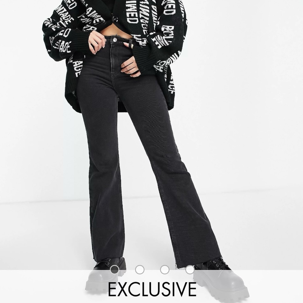 Reclaimed Vintage Distressed Black Flare Jeans